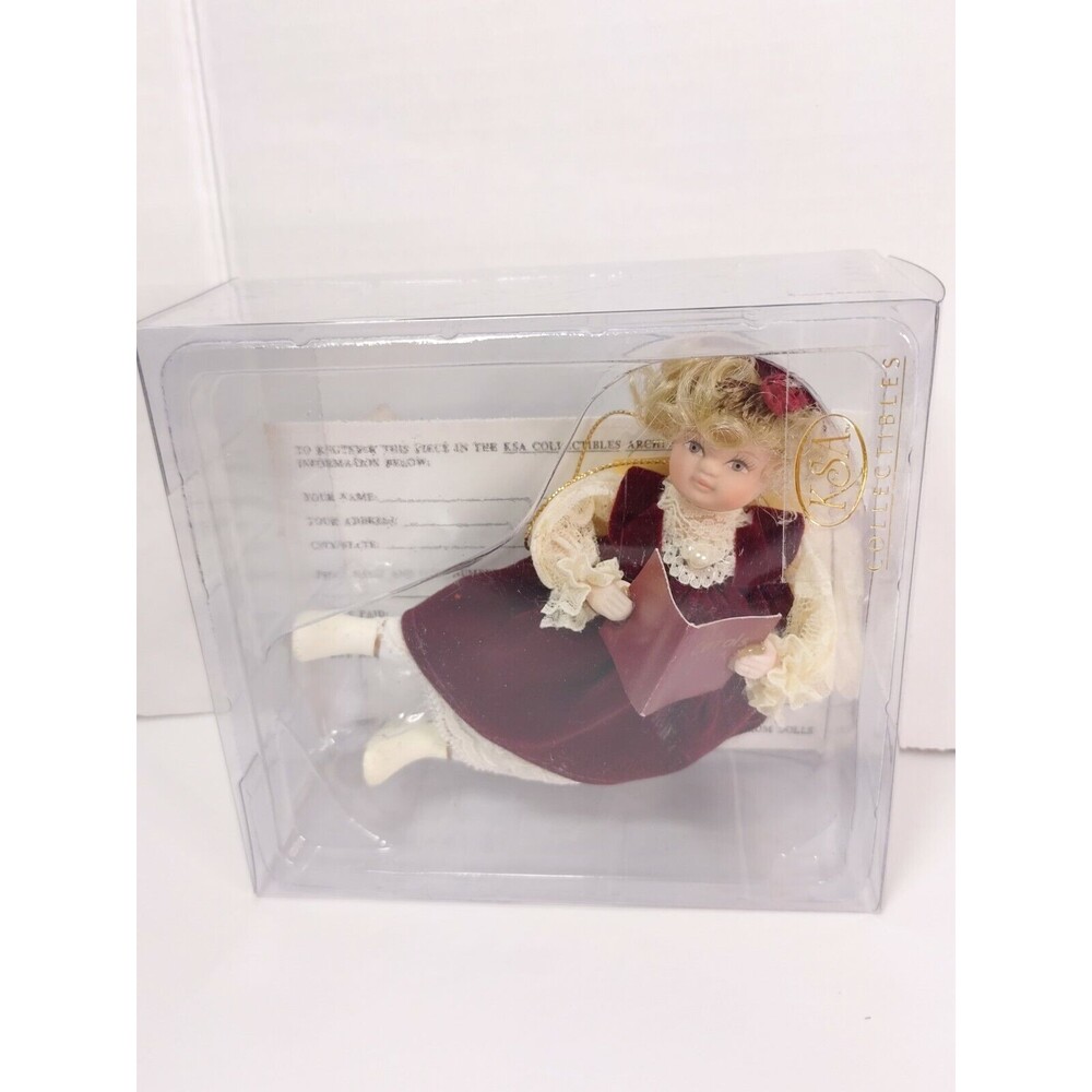 Kurt S Adler Jocelyn Mostrom Burgundy Dress Carols Book Ornament Vintage Rare